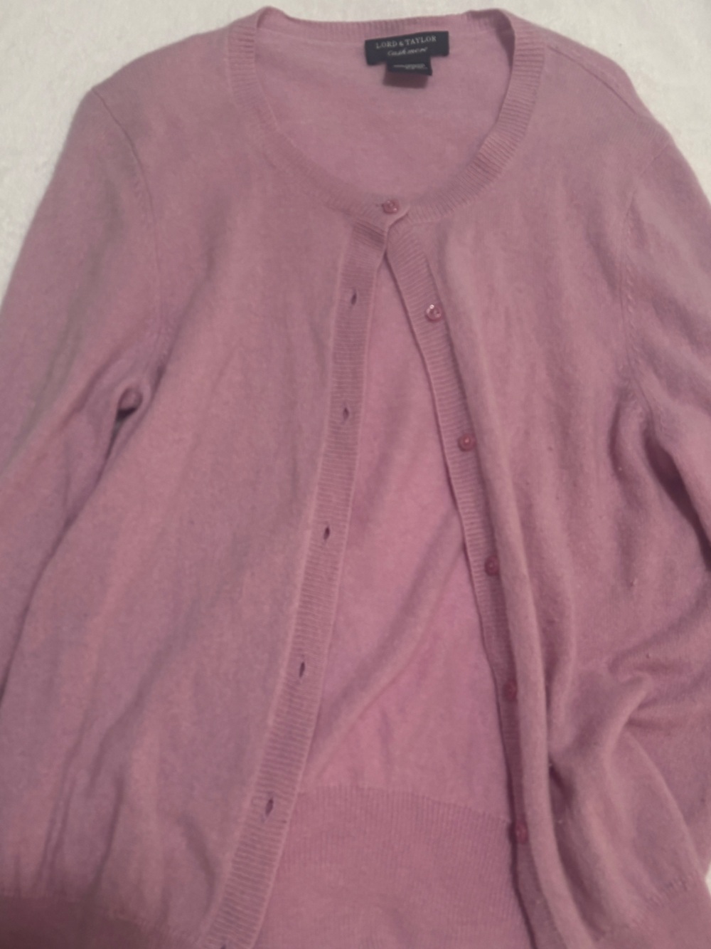 Lord & Taylor Cashmere Pink Button-Front Women's Cardigan